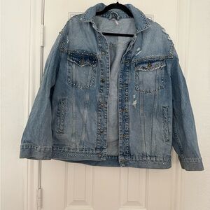 Free People Studded Denim Jacket Size Medium